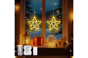 taiyongkang Luces de Navidad Estrella 40 LED con Control Remoto, 8 Modos y Temporizador, Guirnalda LED Decorativa a Pilas para Ventanas, Interior y Exterior, Adornos Navideños Colgantes