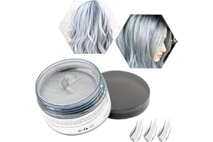 HTRUIYATY Cire Colorante Cheveux, Cheveux Cires Temporaire Couleur 120g, Formule Botanique Lavable DIY Crème Coiffante Naturelle, Convient aux Coiffures Quotidiennes et de Fête (Gris Argent)