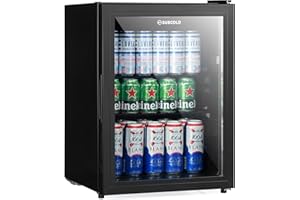 Subcold Cave60 LED Glass Door Beer Fridge for Wine & Drinks | Mini Chiller | 54 Cans (Black)