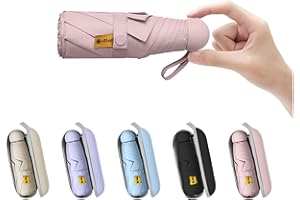 BAODINI Mini Travel Umbrella With Case Small Compact UV Umbrella Protection Sun Lightweight Tiny Pocket Umbrella