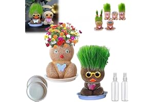 Donubiiu Grass Head Doll, Grass Head Doll Plant, Grass Head Growing Kit For Kids, Growing Grass Head Doll, Cat Grass Doll, Highway Grass Head Doll, Cat Grass Kit For Home Garden (2PCS-B)