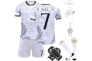 Dekewe Football Kits for Kids, No.7/No.19 Soccer Jerseys Football Kits for Kids Boys Girls, Football Training Shirts Shorts Socks Guard Plate Keychain Bracelets and Bandages, Football Kit Gift