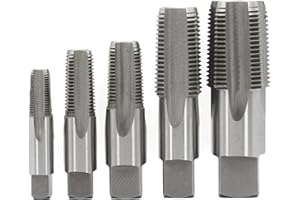 Drill America POUCSNPT5 5 Piece Carbon Steel NPT Pipe Tap Set, 1/8", 1/4", 3/8", 1/2" and 3/4"