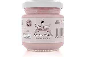 Quijote Paper World PINTURA A LA TIZA Chalk paint, a base de agua, 120ml, para muebles, madera, metal, cerámica, piedra, escayola, vidrio - BLANCO ROSÁCEO.