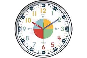 MIUUIPI Reloj de pared para niños, sin ruido de tictac, moderno, silencioso, reloj para niños, multicolor, 25 cm de diámetro, fácil de colgar, para habitación infantil, aula, sala de juegos,