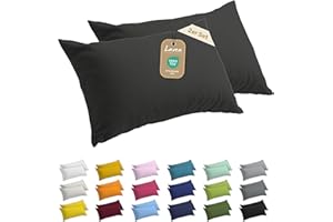 ‎LAVEA Lavea® 2er Set Kissenbezug 40x60 cm Anthrazit - 100% Baumwolle Jersey - OekoTex Zertifiziert - Sicherer Reißverschluss - Sparpack