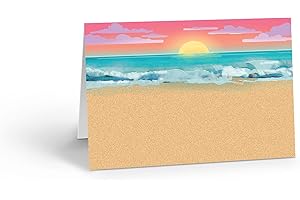 STONEHOUSE COLLECTION Beach Sunset Note Card Set - 10 Boxed Note Cards - Beach Ocean Shore Note Cards - (Beach Sunset)