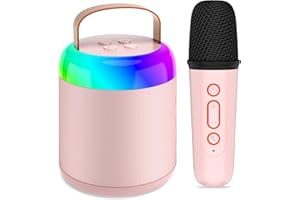Tipao Karaoke Machine for Kids with 2 Microphones, Portable Kids Karaoke Machines for Girls with LED Party Lights,Girls Toys Birthday Gifts for Kids Age 14-18 (Pink 1 Mic)
