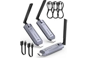 ACEELE 1 Trasmettitore e 2 Ricevitore HDMI Wireless, HD 1080P Dongle HDMI Wireless Extender, Portata 30M, Doppia Banda 2,4/5G Streaming Video/Audio/File da Laptop, PC, TV Box a Monitor/HDTV/Proiettore