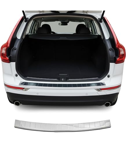 Protection Seuil Pare-Chocs Arrière Volvo XC60 II 2017-2022 – Bande Chargement Acier Inox Chromé, Anti-Rayures Élégante