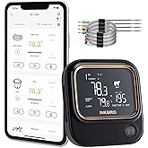 Inkbird IBT-26S Fleischthermometer, Bluetooth 5.1 Signal 70m und WIFI 2.4G, Thermometer mit 4 Temperaturfühlern, Magnetische
