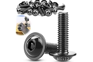 TXXATX 40 Pièces Vis à Tête Bombée avec Bride M6x12mm Vis Inox M6 A2 V2A Embase Six Pans Creux ISO 7380-2 Boulon Inox Filetage Complet pour Pieds Table Construction Automobile Bois Echafaudage