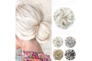 JJstar Messy Hair Bun Curly Wavy Hair Scrunchies Accessories Pieces for Women Girls Synthetic Hair Chignons (Platinum Blonde)