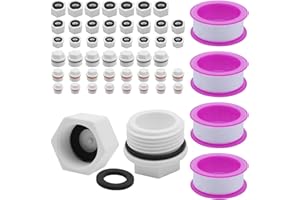 WYYFXY® 48 tappi ciechi per tubo dell'acqua, tappo di chiusura 1/2, 3/4, 1 pollice, tappo filettato in plastica, filettatura interna, filettatura esterna con rondella e 4 nastri in teflon