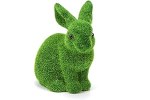 Meleager Deko-Osterhase Moos, Osterhasen Deko Groß, 1 Stück Osterhasen Figuren Grün, 18 X 17 X 10CM, Garten Statue Osterhase Deko, Hase Skulptur Osterdekoration, Ornament Kinder