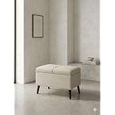 CoArt Home Sandıklı Keten Puf |60x45x40| Sandıklı Saklama Kutusu, Makyaj Koltuğu, Sandıklı Puf