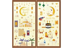 COZYAN 196 Stück Ramadan Eid Mubarak Dekorationen Fensterbilder Eid Mubarak Selbstklebend Ramadan Sticker Fenster Deko Fenstersticker Ramadan Fensterbilder Eid Mubarak Fensterbilder