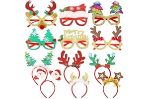 LZDMY Weihnachtsbrille, 12 Stück Weihnachts Kopfschmuck Accessoires Weihnachten Deko, lustige Nikolaus Weihnachtsspiele Partybrille Weihnachtsfeier Deko Kinder & Erwachsene Geschenk