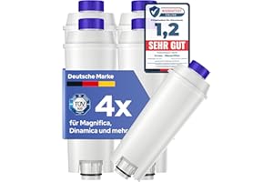 MILUX 4 pezzi di ricambio per filtro acqua DeLonghi – si adatta a DeLonghi Magnifica Evo & S, Dinamica (Plus), Primadonna, Eletta Explorer – sostituisce il filtro dell'acqua De Longhi per macchine da caffè