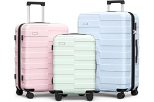 Vipbox Kofferset 3 Teilig Hartschale (3 Jahre VIP-Service) Leicht Polycarbonat Ultra-Langlebige Erweiterbar Trolley Handgepäck Reisekoffer mit Rollen und TSA Schloss, Macaron (BPG)