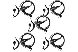 Retevis R111 Talkie Walkie Écouteur 2 Broches Oreillette Forme G Volume Réglable Casque Compatible avec Talkies Walkies RT24 RT619 RT27 RT5R BaoFeng BF-888S BF-88E Kenwood (5 Pcs)