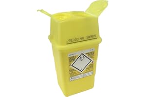 Sharpsafe 1L YELLOW BIO HAZARD BLADE SYRINGE NEEDLE CLINICAL LABELLED WASTE SHARPS BOX BINS