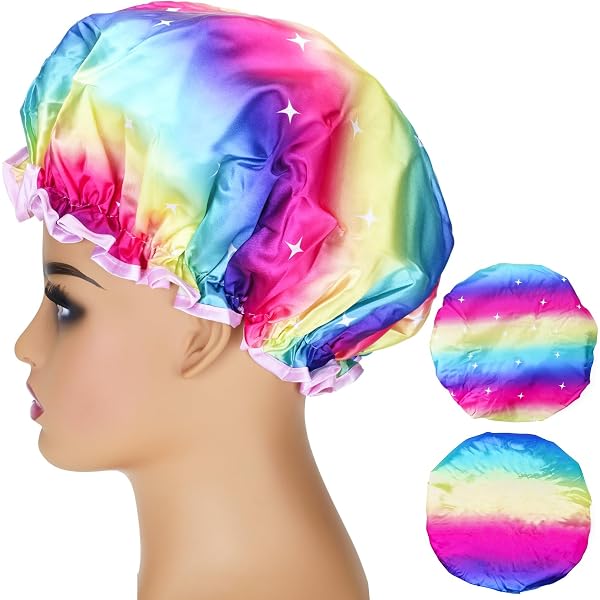 AORHOFJ Duschhaube Damen 2 Stück – Wasserdicht, Elastisch, Mit Gänseblümchen-Muster, Wiederverwendbar