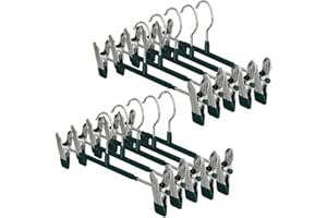 Dunkwckore 10 Pcs Cintres Pantalons, Porte-Pantalons Metal, Ceintre pour avec 2 Pinces Antidérapants et Réglables, Cintre Jupes Femme Gain de Place pour Suspendus Manteau, Jeans, Chaussettes, Vert