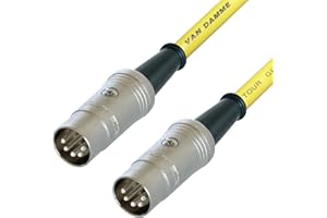VAN DAMME, REAN Van Damme Midi Lead. 5 Pin Din PHANTOM POWER Synth, Interface, Foot Switch Cable (1m, Yellow)