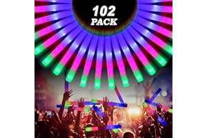KEDIFOAI 102 Unidades Palos de Espuma Led,Varillas de Espuma Iluminadas, Bastones de luz LED, Barras Luminosas Fluorescentes, 3 Modos, Colorido Intermitente LED estroboscópico para conciertos