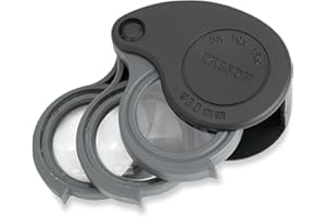 Składana lupa Carson TriView 5x/10x/15x z wbudowanym etui, przenośne szkło powiększające 3 w 1 - regulowane powiększenie, idealne do biżuterii (TV-15)