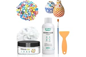 Miioto Fugenmasse Mosaik, Mosaikkleber, Mosaikkleber Transparent, Mosaik Fugenmasse Wird für Dekosteine, Heimwerkerarbeiten usw Verwendet, Mosaikkleber für alle Untergründe Geeignet(100g+100ml)