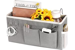 Fittoway Betttasche Bett Organizer Hängetasche Hochbett Aufbewahrungstasche für Buch, Magazin, Spielzeug, Handy, Kopfhörer (Grau)