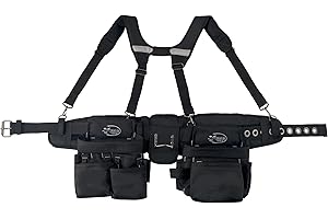 Dead On Tools DO-FR One Size Fits All 2-Bag Carpenter's and Framer's Construction Rig with Suspenders and 24 Pockets in Grey and Black