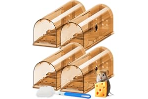 Motel Mouse Humane Mouse Traps for Indoor Outdoor - Easy to Use, Easy to Clean, Reusable, No Touch Release, New Highly Sensitive Trigger Mechanism - Includes Cleaning Brush, Instruction Manual & Video