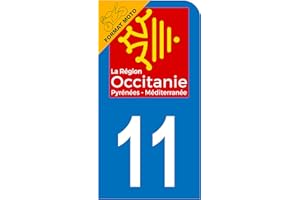 HADEXIA Autocollant Stickers Plaque immatriculation Scooter Moto département 11 AUDE Logo Région Occitanie