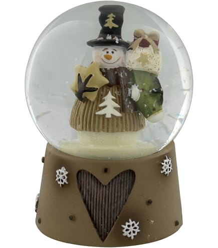 Globo Di Neve Con Pettirosso E Vischio - Decorazione Natalizia Da Tavolo - Altezza 7 Cm