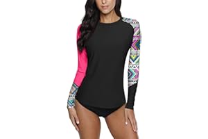 BesserBay Damen Surf Shirt Bademode Rash Guard UV Shirts Langarm Schwimmen Tankini UPF 50+ S-XXL