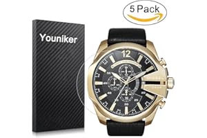 Youniker Lot de 5 films de protection d'écran Diesel pour montre Diesel Mega Chief DZ4344 - Transparent HD - Anti-rayures, anti-traces de doigts, sans bulles