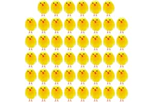 TUPARKA 46Pcs Mini Easter Chicks Yellow Easter Chenille Chicks Cute Fully Easter Chicks Baby Chicks for Easter Party, Easter Egg Bonnet Decoration, Easter Egg Hunt