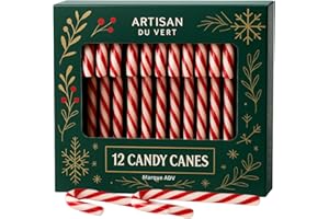 ADV Lot de 12 Sucres d'Orge Cannes Candy cane - Bonbons et décorations de Noel, confiserie parfum fraise (12)
