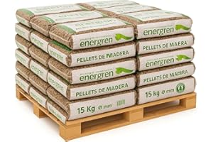 Peyca 225 kg de pellets de Madera (Pallet con 15 Sacos DE 15KG) Certificado ENplus y Calidad A1. Diametro 6 mm. 100% Madera de Pino.Ideal para chimeneas, Estufas o barbacoas.