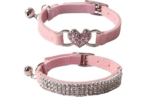 SLEEKEE 2 stycken katthalsband, strass, katt- och hundhalsband, katthalsband med klockor, söta katthalsband, justerbara katth