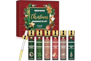 MIGCAPUT Świąteczny Zestaw Olejków Eterycznych 6 x 10ML, Olejki Zapachowe do Dyfuzory, Świece DIY - Piernik/Jabłko Cynamonowe/Budyń Świąteczny/Mięta Pieprzowa/Wieniec Bożonarodzeniowy/Choinka