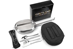 Goetland 304 Stainless Steel US Military Mess Kit Plate Set GI Type Outdoor Camping Hiking Picnic BBQ Beach