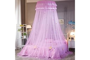 Voici et Voila Betthimmel Mädchen Moskitonetz Bett Kinder Groß Mosquito Netz Bett Einzelbett Himmel für Babybett Hängendes Mückennetz Bett Prinzessin Deko Rosa