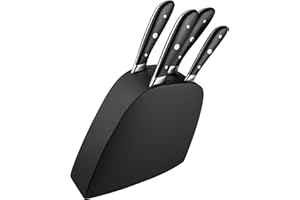 Rockingham Forge Ashwood zestaw sześciopłat na noże z pięcioma wysokiej jakości niemieckimi nożami ze stali nierdzewnej, czarny drewniany blok noży, szef kuchni/profesjonalne noże wysokiej jakości