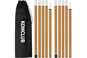 KOMCLUB Tarp Poles Adjustable Tent Pole Upgrade Thickened Stainless Steel Camping Tarp Pole for Outdoor Canopy Awning Rain Shelter