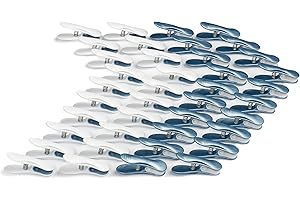 culiclean Clothes Pegs for Washing Line Strong Soft Grip 40 pcs "Soft Clips" blue white white blue - Non Slip Heavy Duty Large Plastic Laundry Peg Washing Pegs Secure Grip Rubber Mark Free