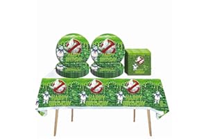 MZHICH 41 pcs Ghost-buster Themed Party Supplies, 20 Plates, 20 Napkins and 1 Tablecloth, Ghost-buster Birthday Party Decorations for Boys and Girls